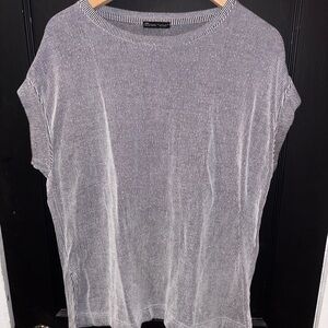 Zara Black and White Pin Striped Short Sleeve Tee Size Large